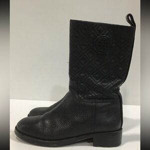 Tory Burch Black Quilted Leather Women's Boots Size 6.5M